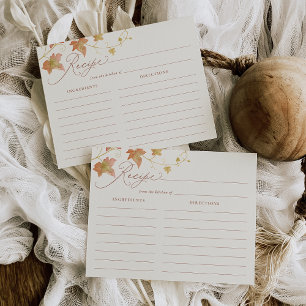 Postale Carte de recette de douche de mariée aux feuilles