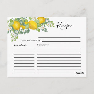Postale Carte de recette de Fête des mariées à thème Citru