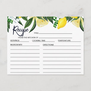 Postale Carte de recette de Fête des mariées au citron flo
