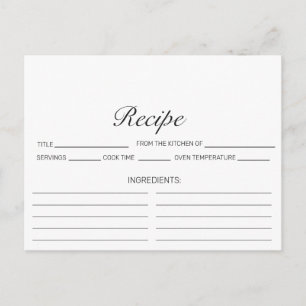 Postale Carte de recette de Fête des mariées blanche minim