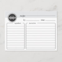 Carte de recette de Fête des mariées de monogramme
