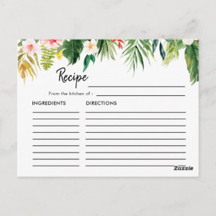 Postale Carte de recette de Fête des mariées Feuille tropi