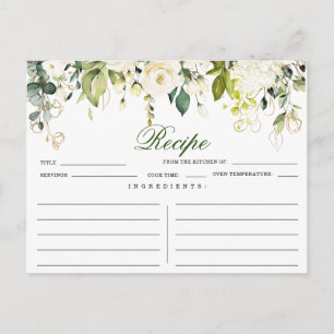 Postale Carte de recette de Fête des mariées florale aux r