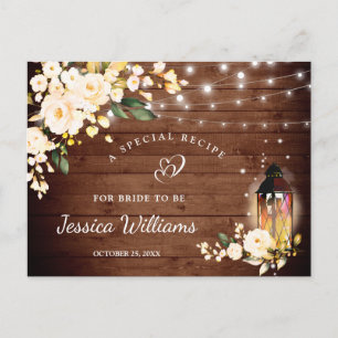 Postale Carte de recette de Fête des mariées Florale Rose