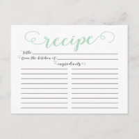 Carte de recette de Fête des mariées verte à la me