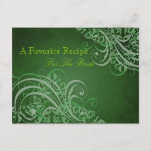 Postale Carte de recette de Fête des mariées verte baroque