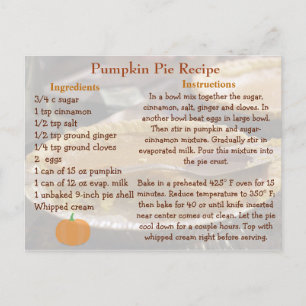 Postale Carte de recette de gâteau citrouille