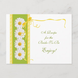 Postale Carte de recette de marguerite jaune verte pour la