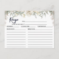 Carte de recette de mariage bohème florale blanche