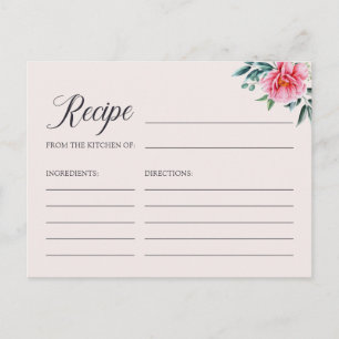 Postale Carte de recette de mariage élégante à l'aquarelle