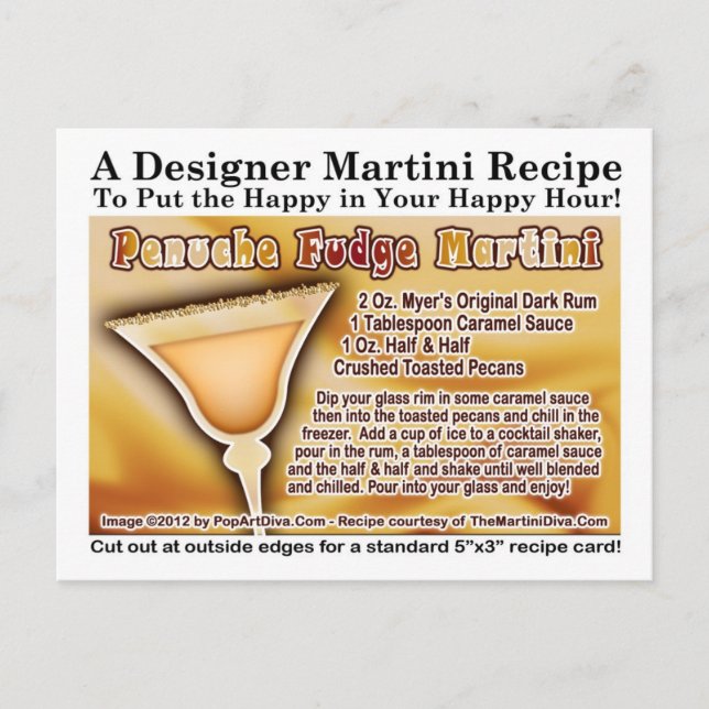 Postale Carte de recette de Martini au Fudge Penuche (Devant)