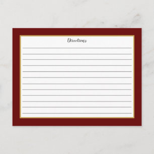Postale Carte de recette de monogramme Bourgogne Gold Foli
