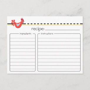 Postale Carte de recette de poulet rétro
