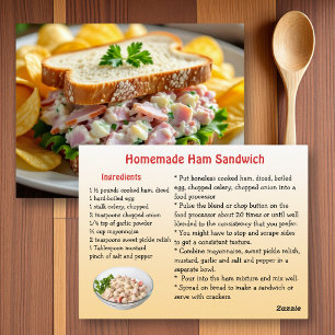 Postale Carte de recette de salade de jambon