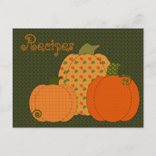 Postale Carte de recette de trio de citrouille de calicot