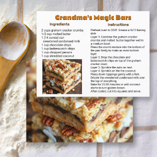 Postale Carte de recette des barres de biscuits magiques d