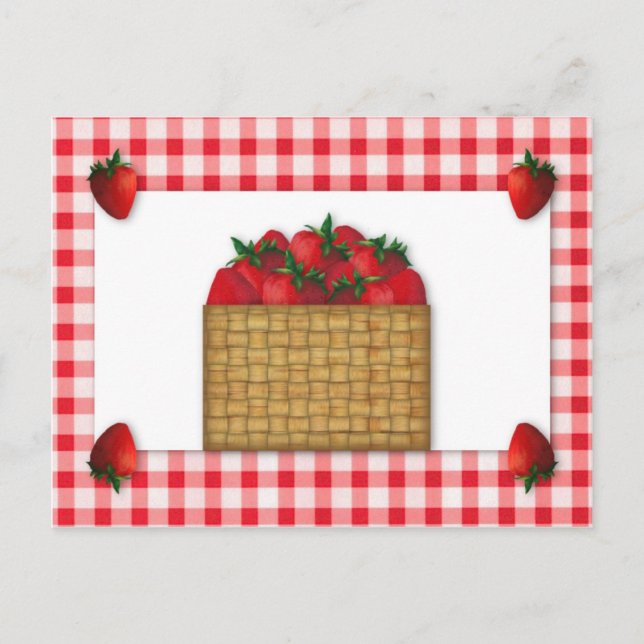 Postale Carte de recette du panier de fraises (Devant)