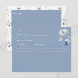 Postale Carte de recette Fête des mariées florale bleu Dus