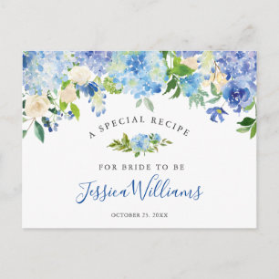 Postale Carte de recette Fête des mariées Florale Blue Hyd