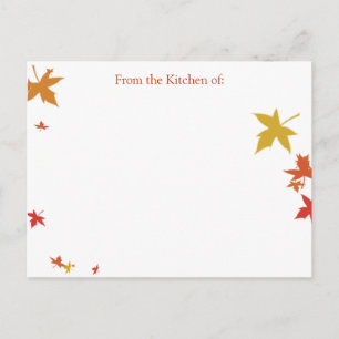 Postale Carte de recette Feuille en chute (demande personn