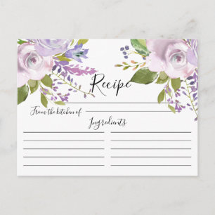 Postale Carte de recette florale Lavender Watercolor