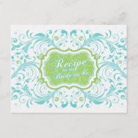 Carte de recette florale verte turquoise pour la m
