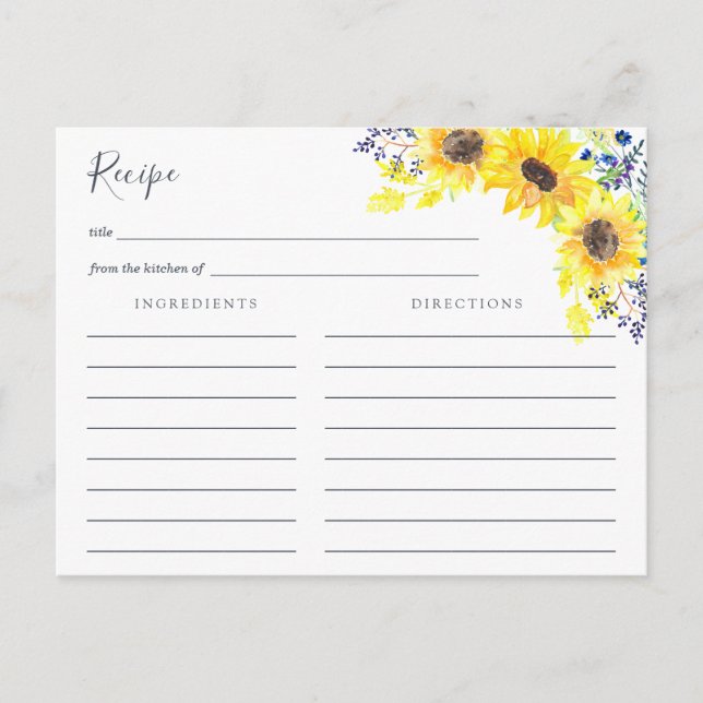 Postale Carte de recette Flowerfields (Devant)