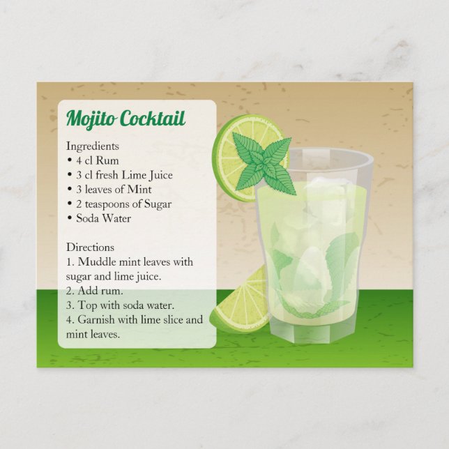 Postale Carte de recette Mojito (Devant)