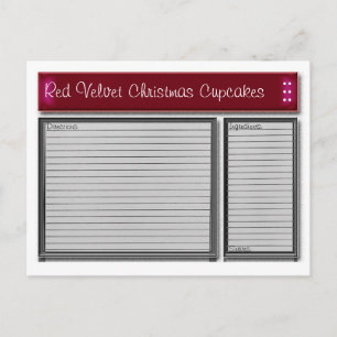 Postale Carte de recette personnalisée Accents rouges