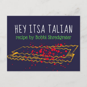Postale Carte de recette personnalisée aux lasagnes italie
