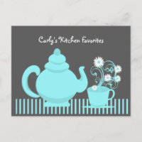 Carte de recette pour théière et marguerite