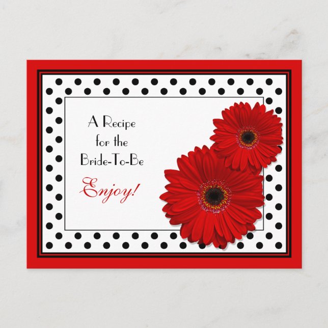 Postale Carte de recette Red Gerbera Daisy pour la mariée  (Devant)