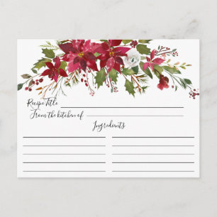 Postale Carte de recette Red Poinsettia Holly Fête des mar