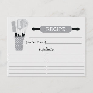 Postale Carte de recette Retro Gris Rolling Pin Outils de 