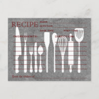 Carte de recette rétro tableau noir Outils de cuis