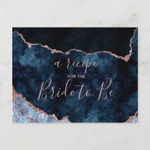 Postale Carte de recette Rose bleu marine Fête des mariées