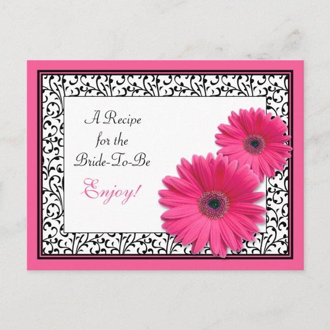 Postale Carte de recette rose Gerbera Daisy pour la mariée (Devant)