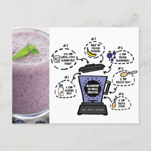 Postale Carte de recette Smoothie pour avoine à bleuets