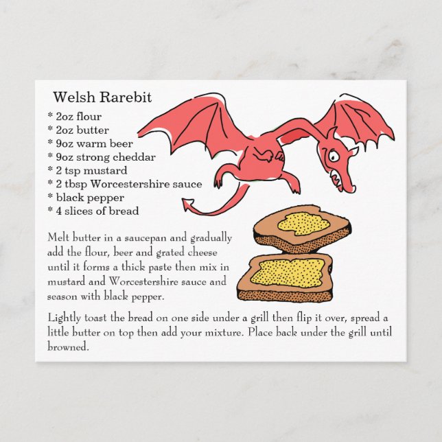Postale Carte de recette Welsh Rarebit (Devant)