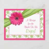 Carte de recettes de marguerite rose pour la marié
