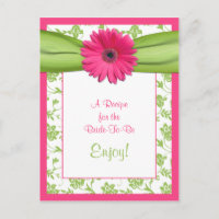 Carte de recettes de marguerite rose pour la marié