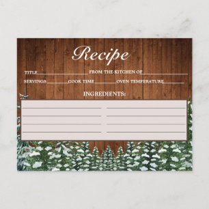 Postale Carte de recettes de pin de campagne en bois et fo