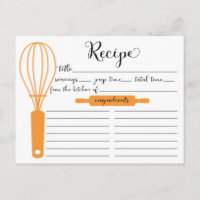 Carte de recettes de Tangerine Whisk Lettrée à la 