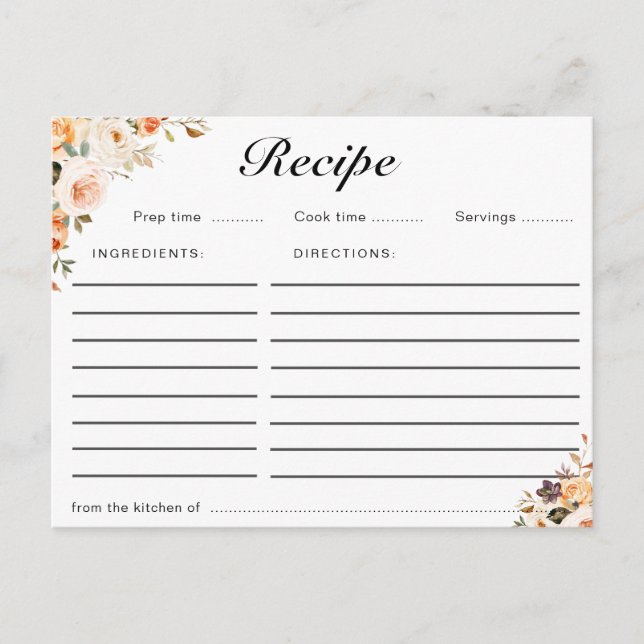 Postale Carte de recettes florales d'automne (Devant)