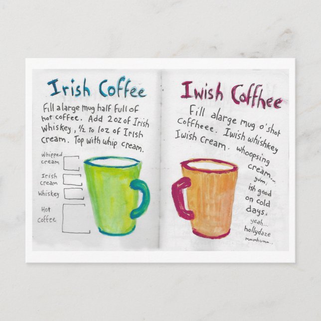 Postale Carte de recettes I Wish Coffee (Devant)