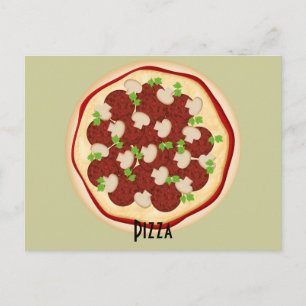 Postale Carte de recettes Pepperoni et Champignons Pizza