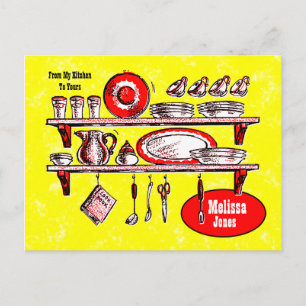 Postale Carte de recettes pour les étagères de cuisine vin
