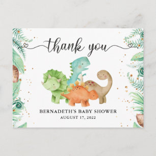 Postale Carte de remerciement aquarelle dinosaure Baby Sho