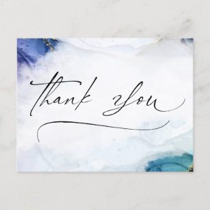 Postale Carte de remerciement aquarelle dorée élégante