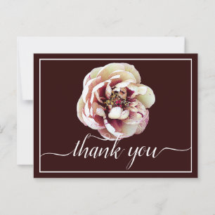 Postale Carte de remerciement avec vin de pivoine blanche 